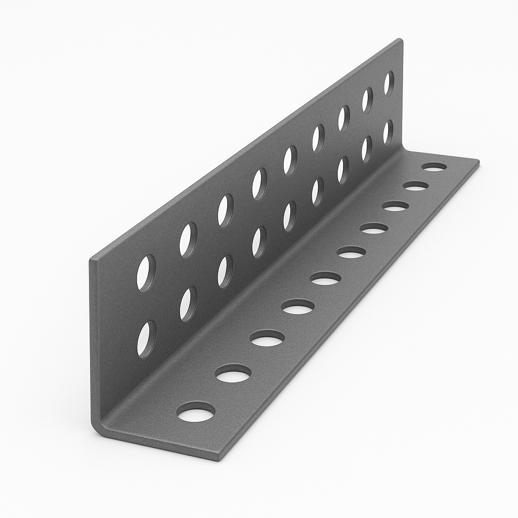 เหล็กฉากเจาะรู พ่นสีเทา ด้านไม่เท่า 1.2 มม.